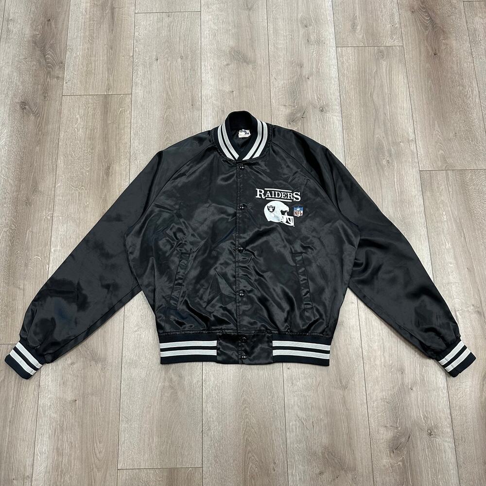 vintage 1980s Chalk Line Los Angeles Raiders satin bomber jacket